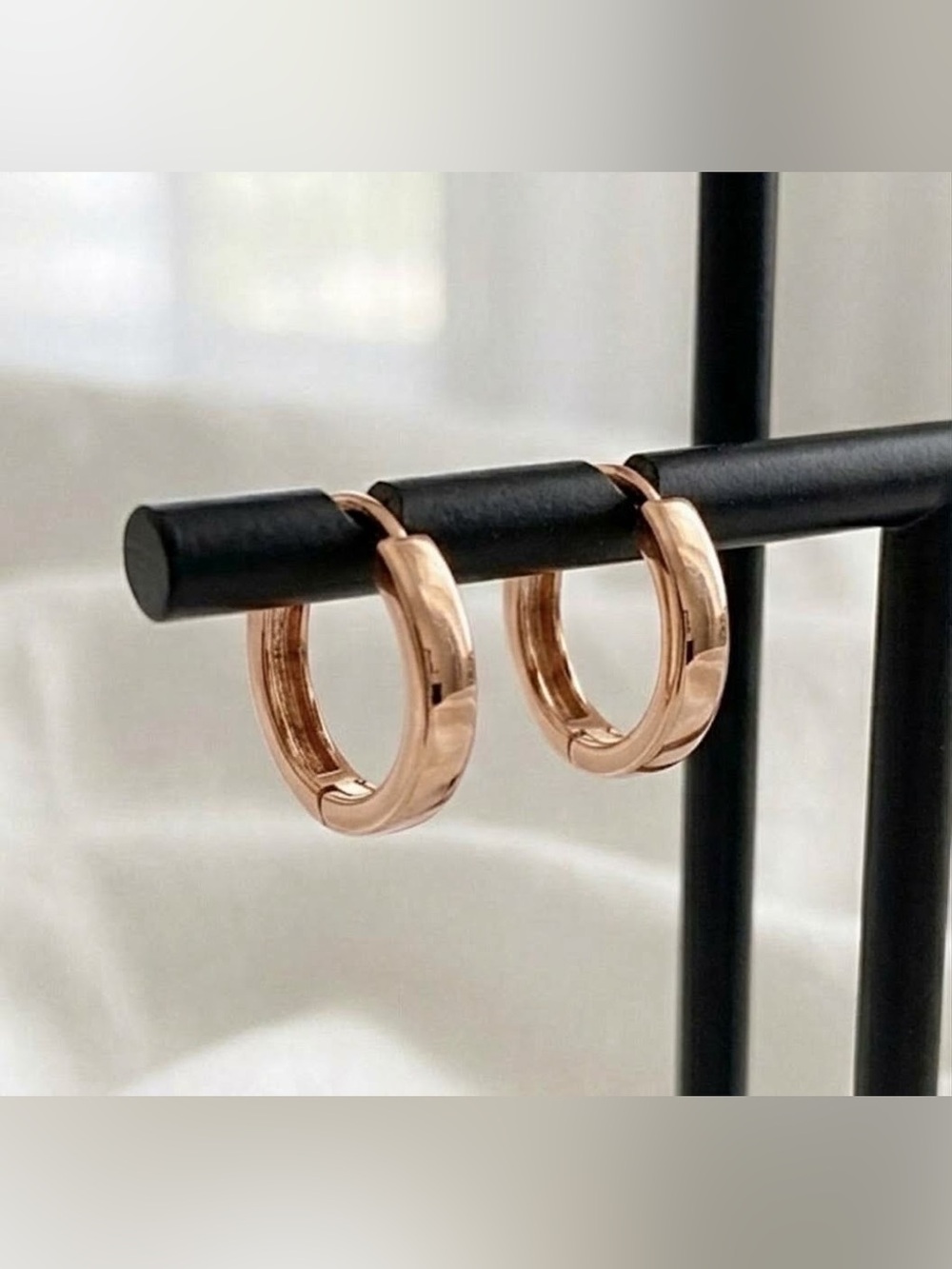 Rose Gold plated 14K women’s 12mm hoop Huggie earrings - CLEARANCE!